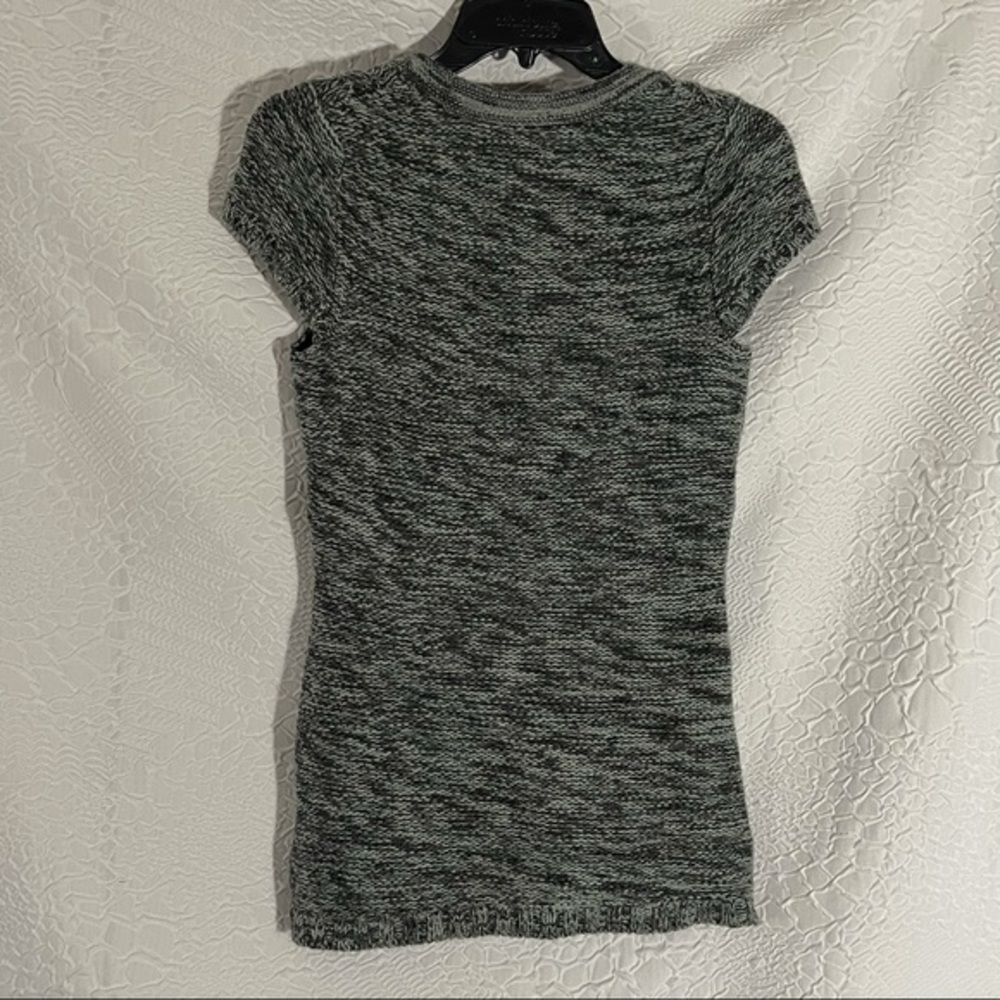 Worn Once! Glimmer by J.J. Basics Gray Knit Short Sleeve Winter Dress Top - Picture 5 of 5